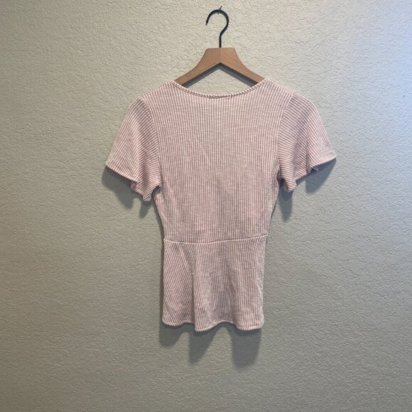 Caution to the Wind Pink Stripe Peplum Top Small - Picture 5 of 5